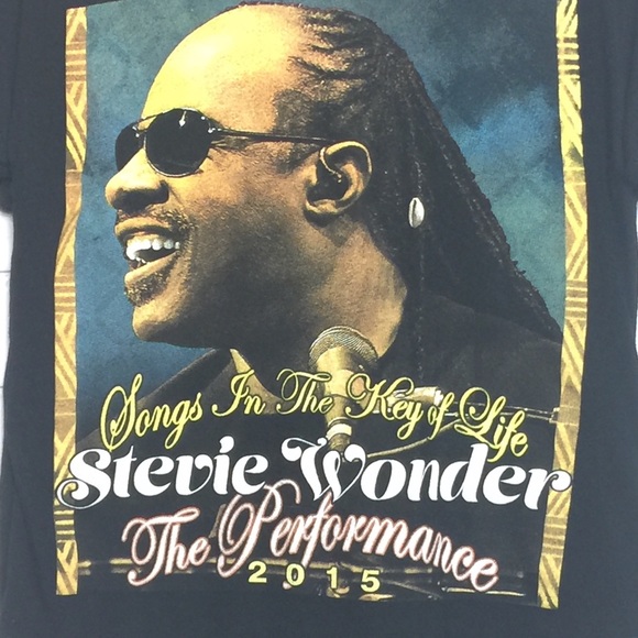 VINTAGE STEVE WONDER GRAPHIC CONCERT TEE | Black M - Picture 2 of 3